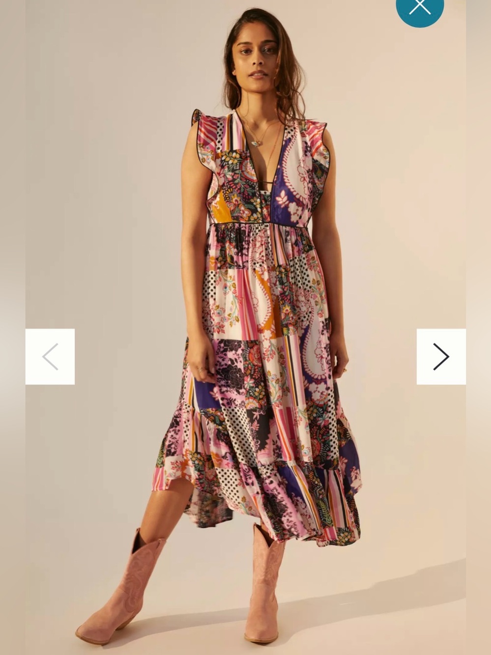 Anthropologie Ruffled Patchwork Midi Dress size 2